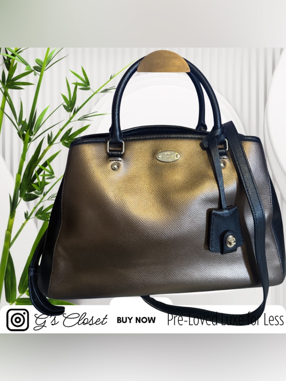 Coach Metallic Bronze and Black Satchel